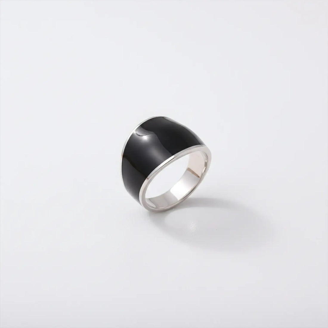 Obsidian Curve  Silver Band Ring - Made With Pure 925 Silver