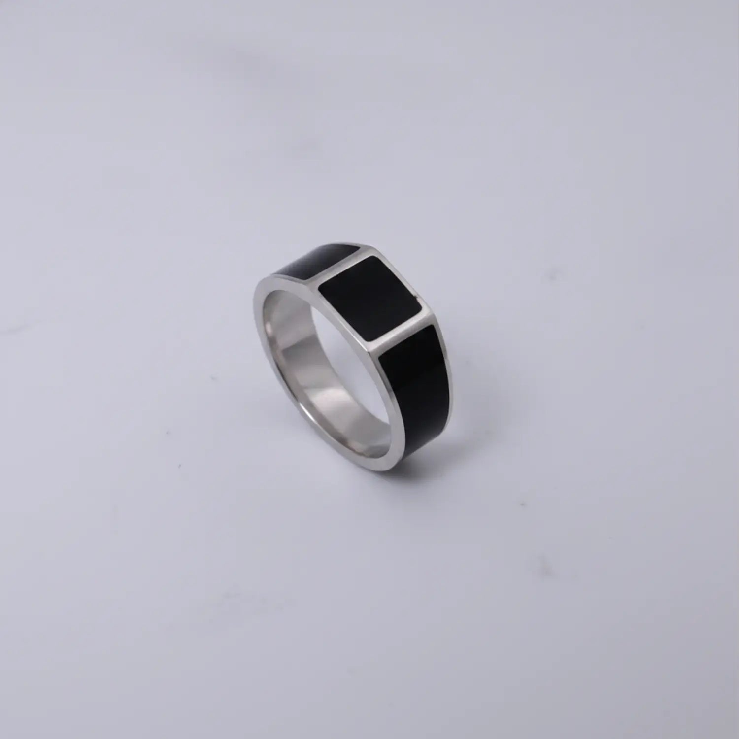 Midnight Panel Silver Band Ring - Made With Pure 925 Silver