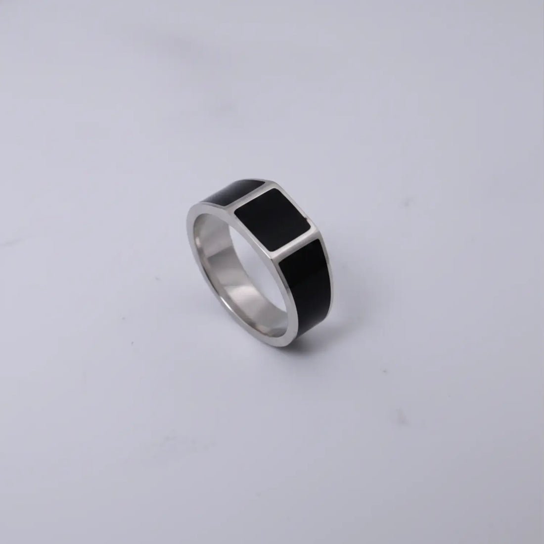 Midnight Panel Silver Band Ring - Made With Pure 925 Silver