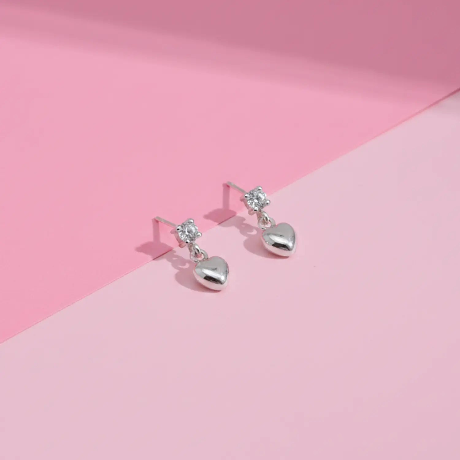 Sparkling Heart Drop Pure Silver Earrings- Made With Pure 925 Silver