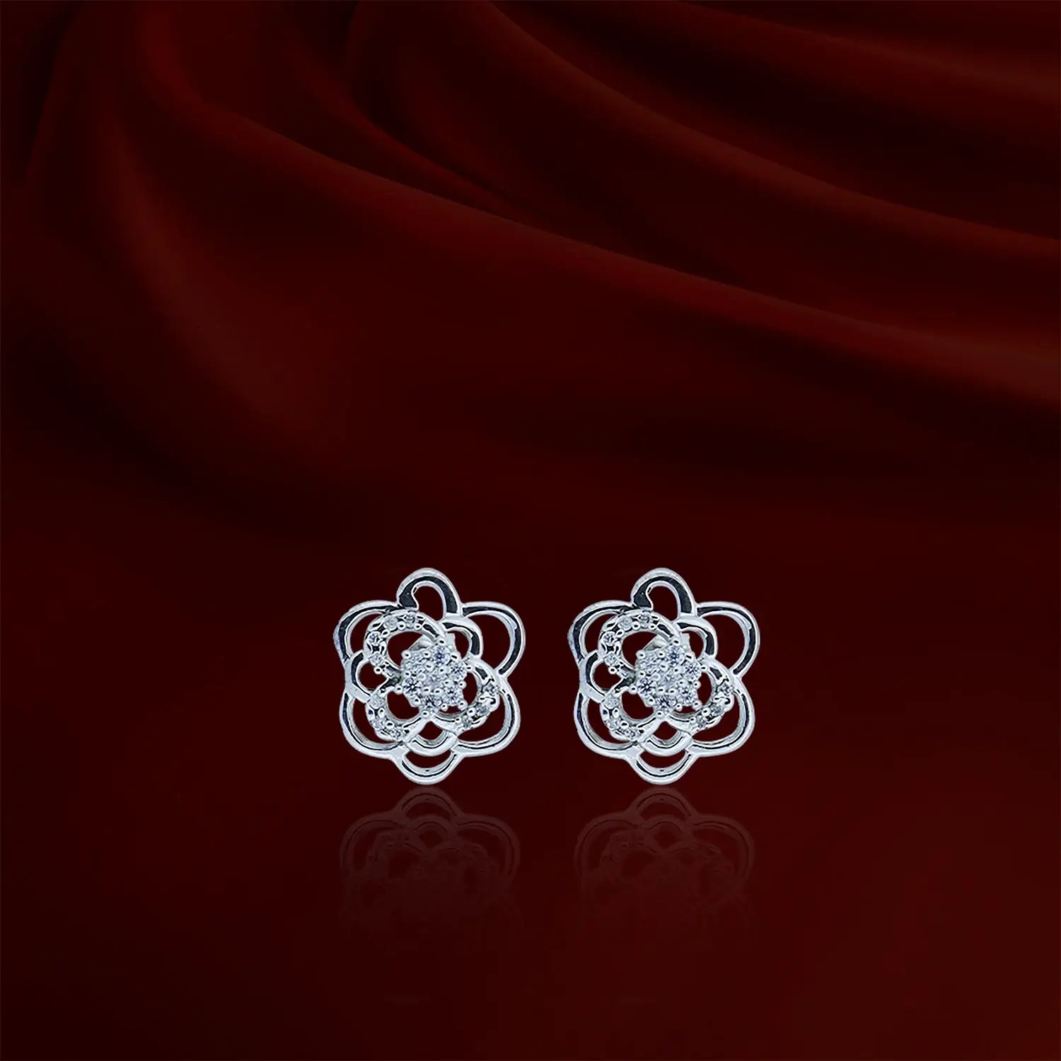 Silver Floral Statement Earring- Made With Pure 925 Silver