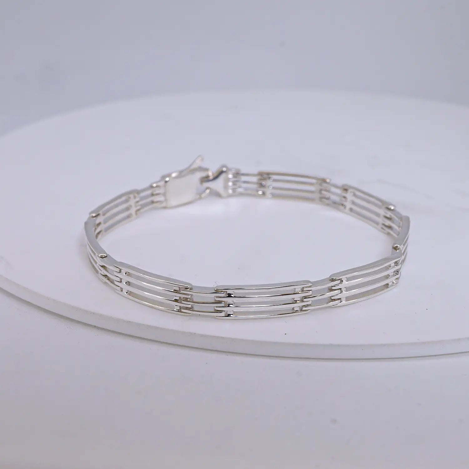 Classic Multi-Line Pure Silver Bracelet - Made With Pure 925 Silver