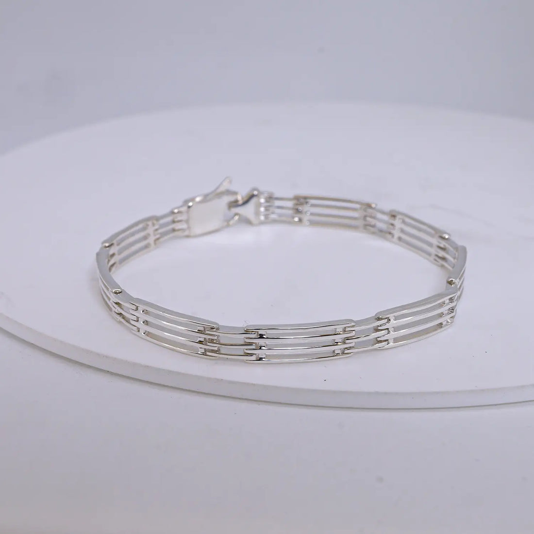 Classic Multi-Line Pure Silver Bracelet - Made With Pure 925 Silver