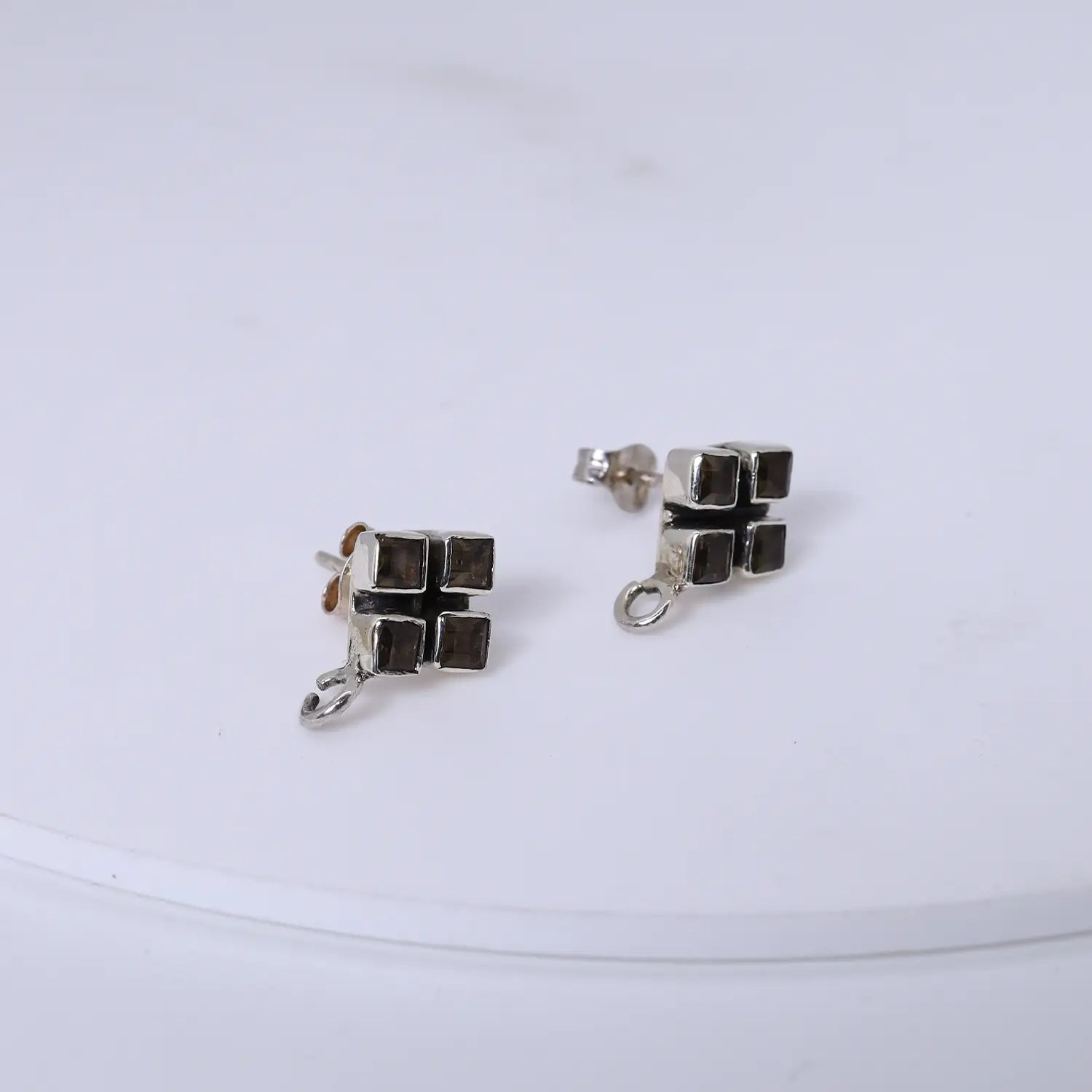 Black Enamel Square Drop Pure Silver Earrings- Made With Pure 925 Silver