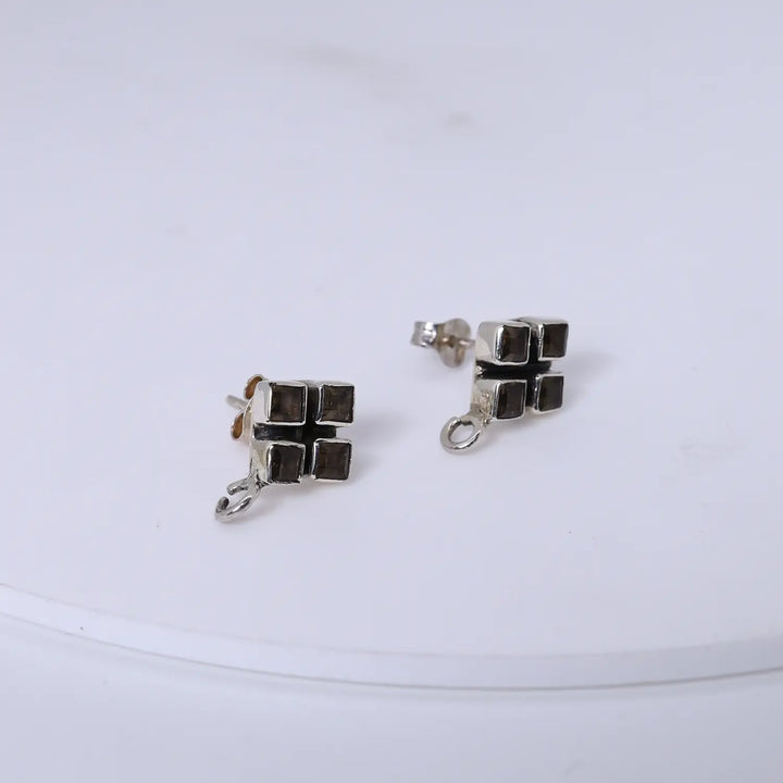 Black Enamel Square Drop Pure Silver Earrings- Made With Pure 925 Silver