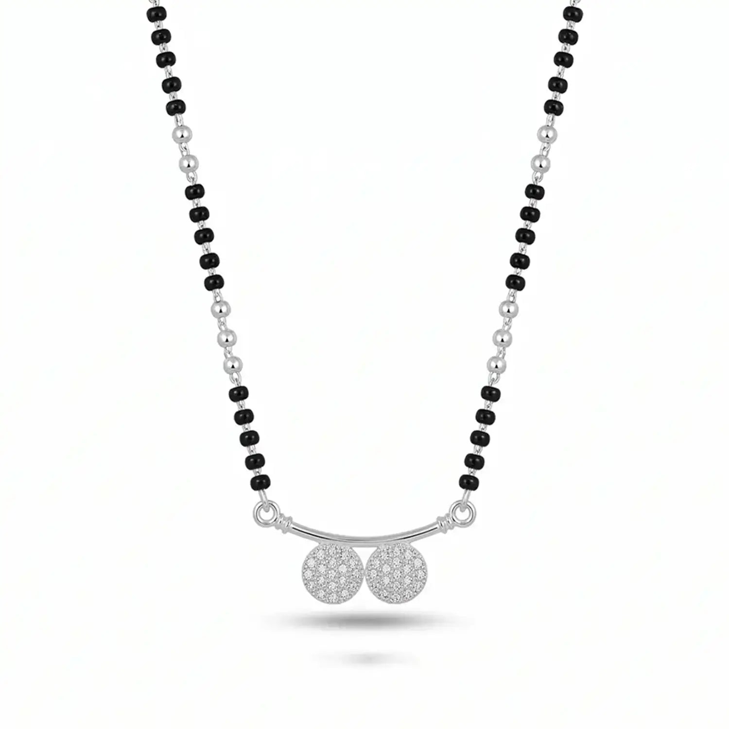 Elegant Twin Disc Silver Mangalsutra - Made With Pure 925 Silver
