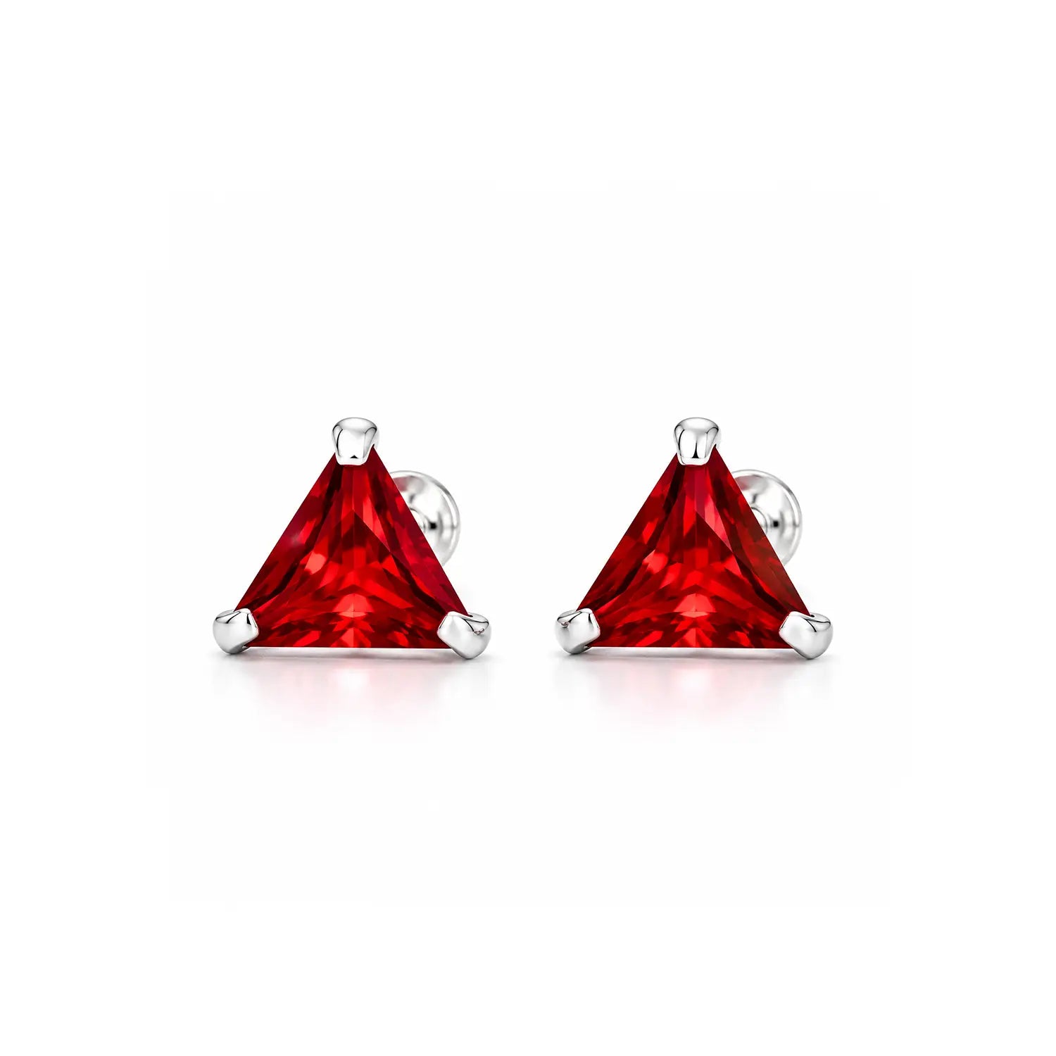 Royal Blue Triangle Gemstone Silver Stud Earrings - Made With Pure 925 Silver