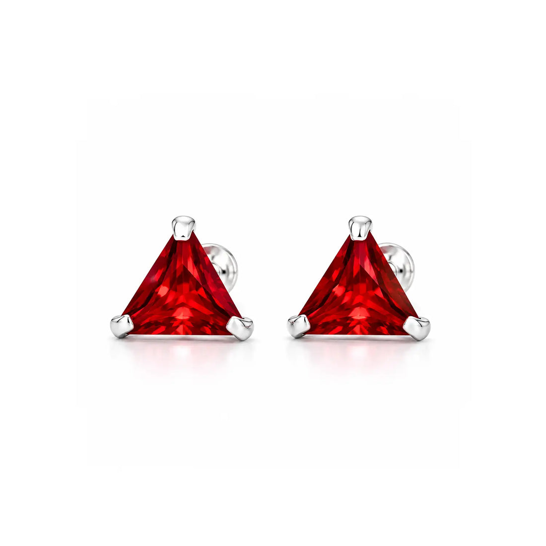 Royal Blue Triangle Gemstone Silver Stud Earrings - Made With Pure 925 Silver