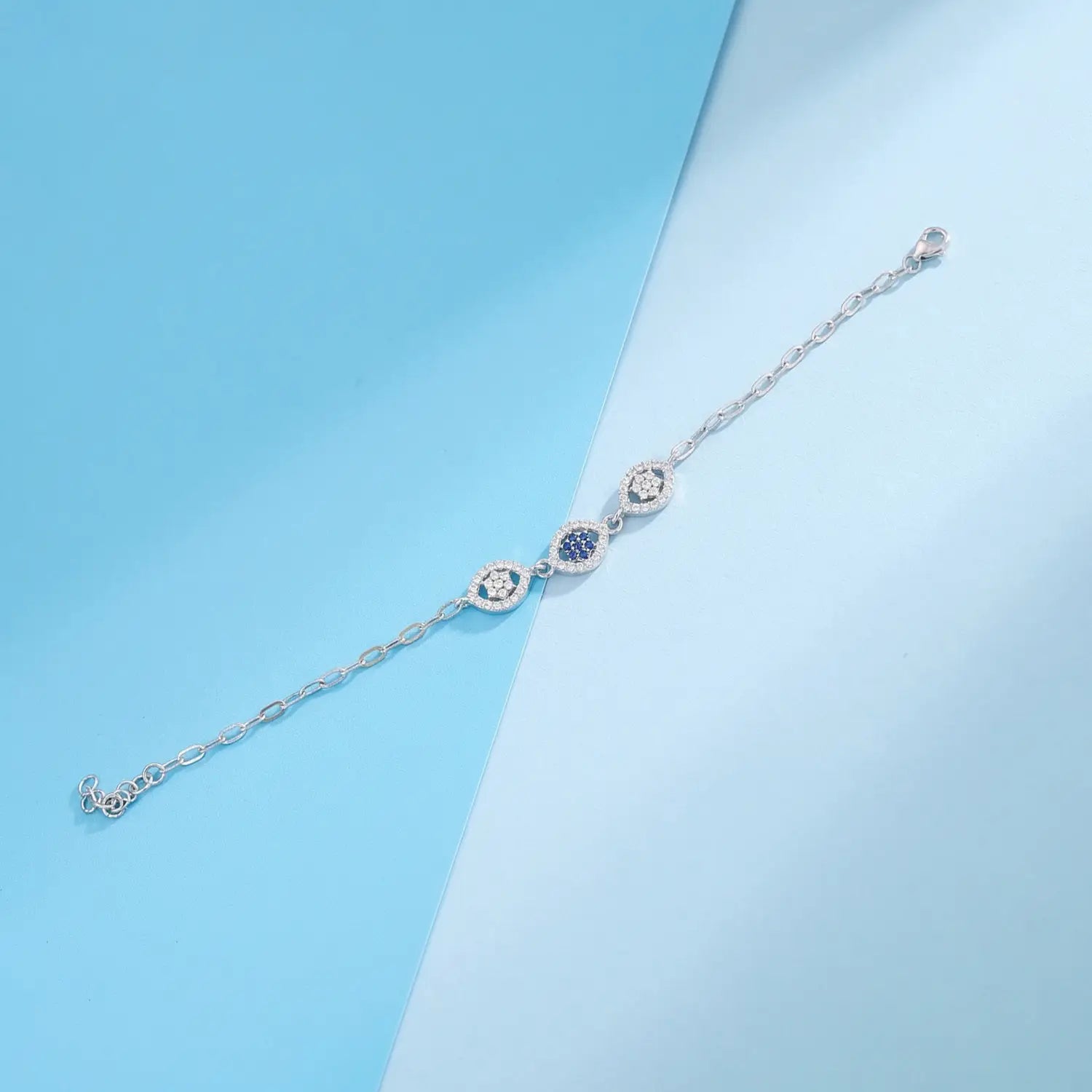 Elegant Evil Eye CZ Pure Silver Bracelet - Made With Pure 925 Silver