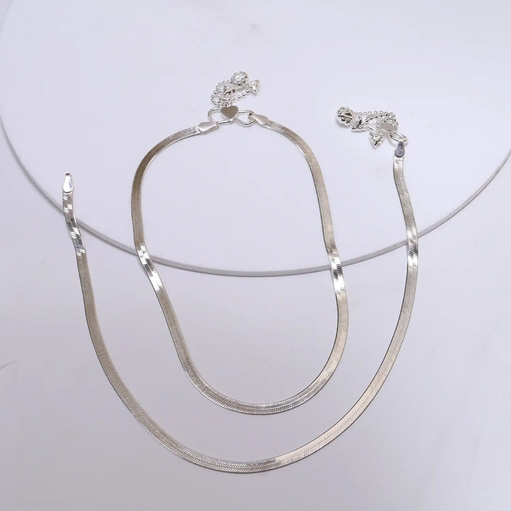 Classic Flat Chain Pure Silver Anklet- Made With Pure 925 Silver