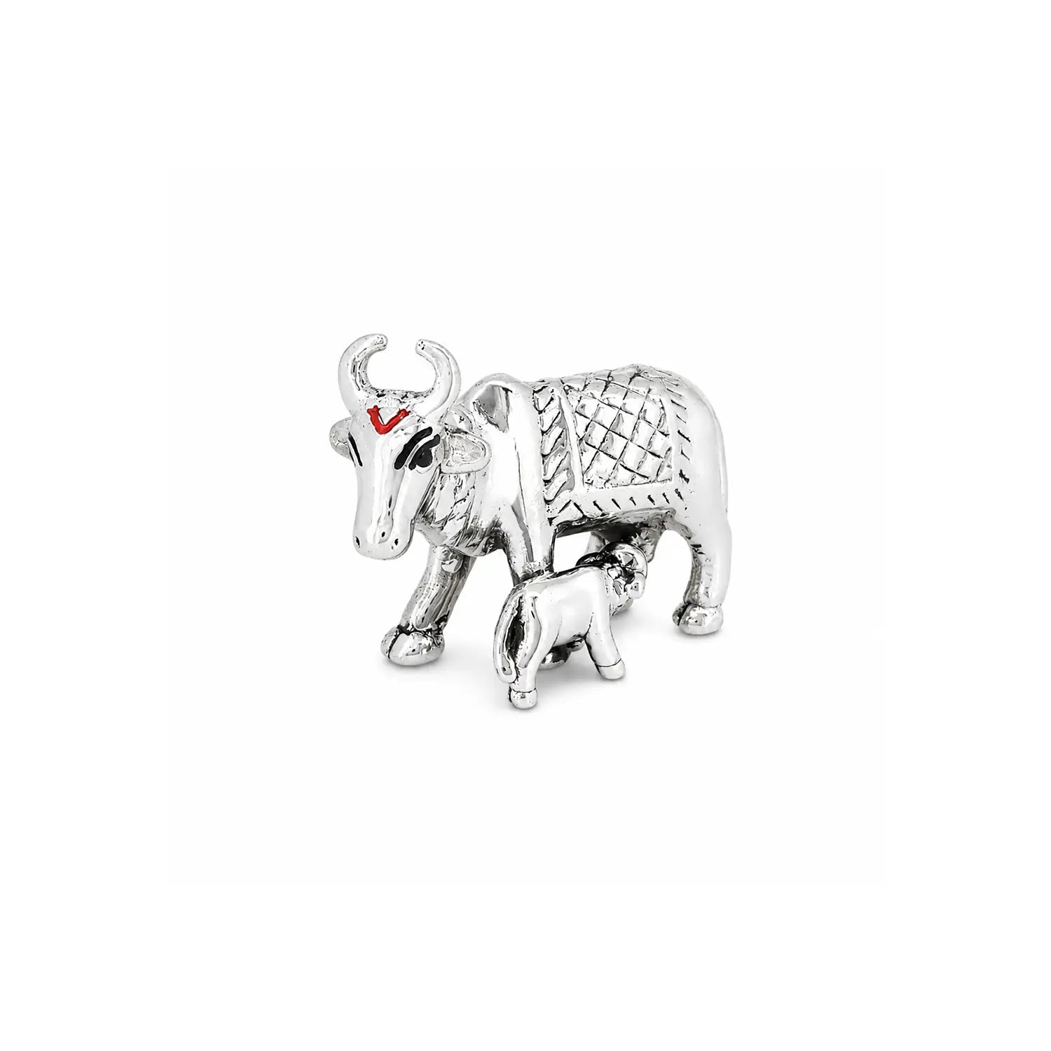 Kamdhenu Cow & Calf Silver Idol - Made With Pure 925 Silver