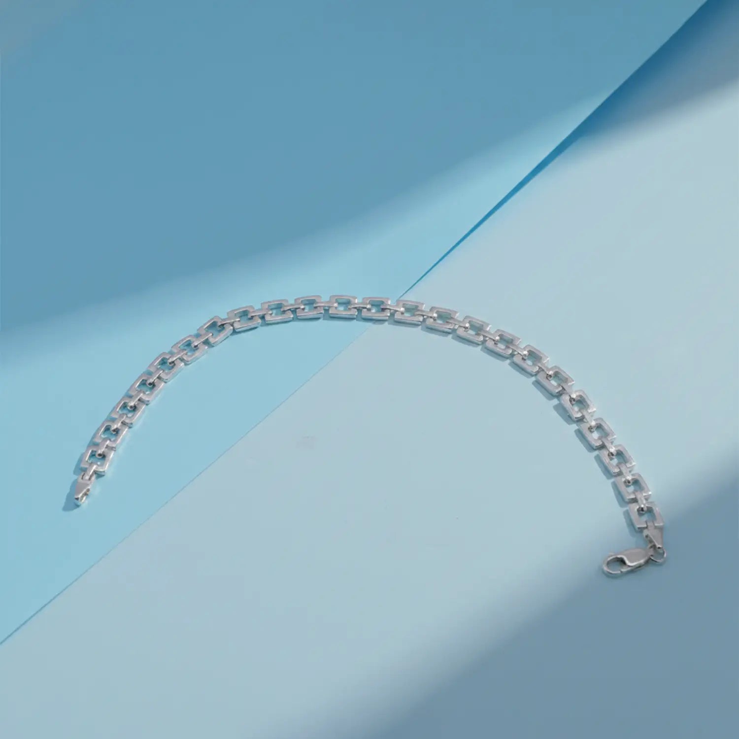 Elegant Geometric Link Pure Silver Bracelet - Made With Pure 925 Silver