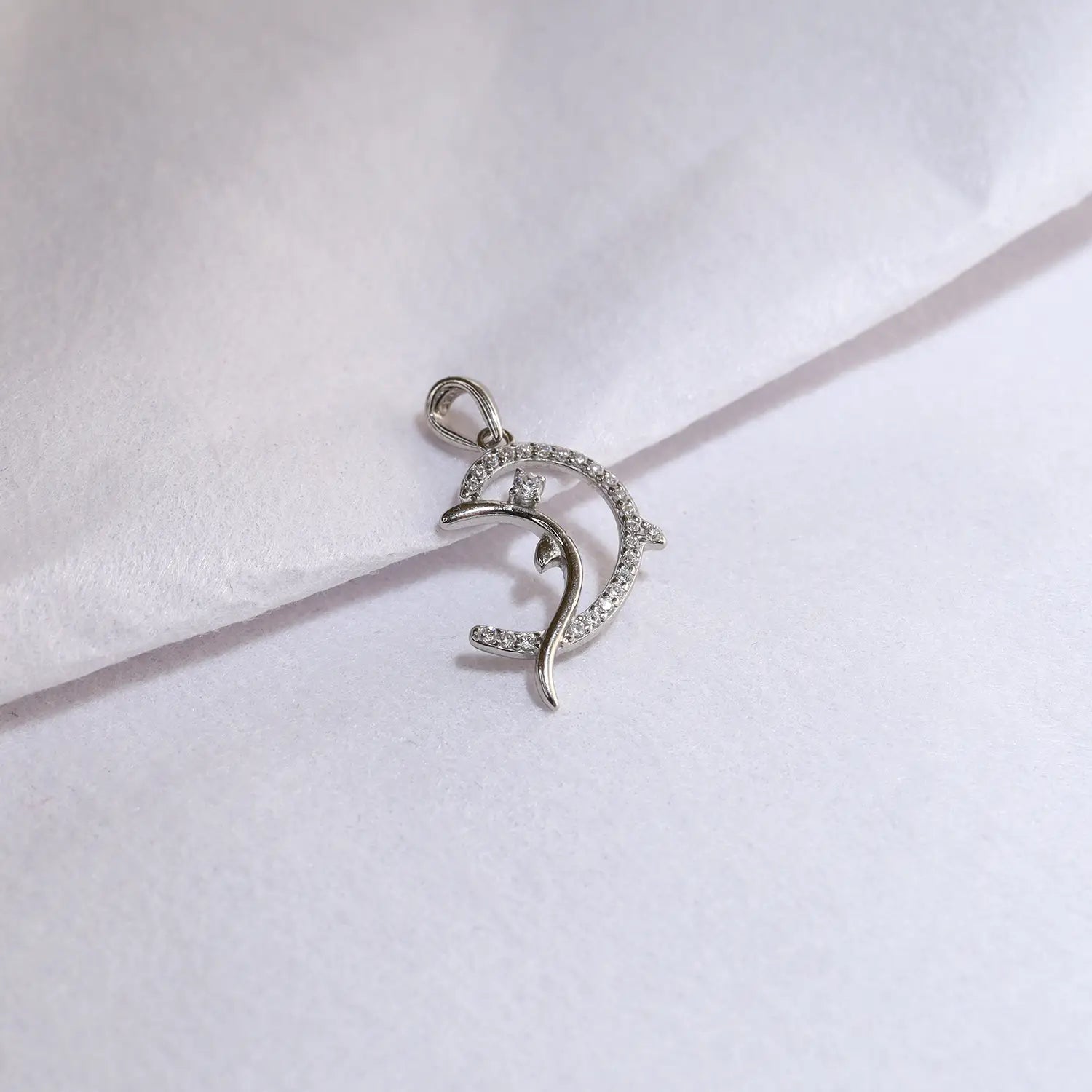 Elegant Dolphin Curve Pure Silver Pendant- Made With 925 Pure Silver