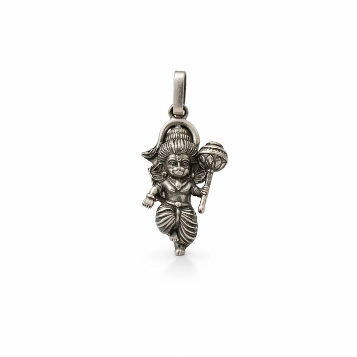 Divine Lord Hanuman Oxidised Pure Silver Pendant- Made With Pure 925 Silver