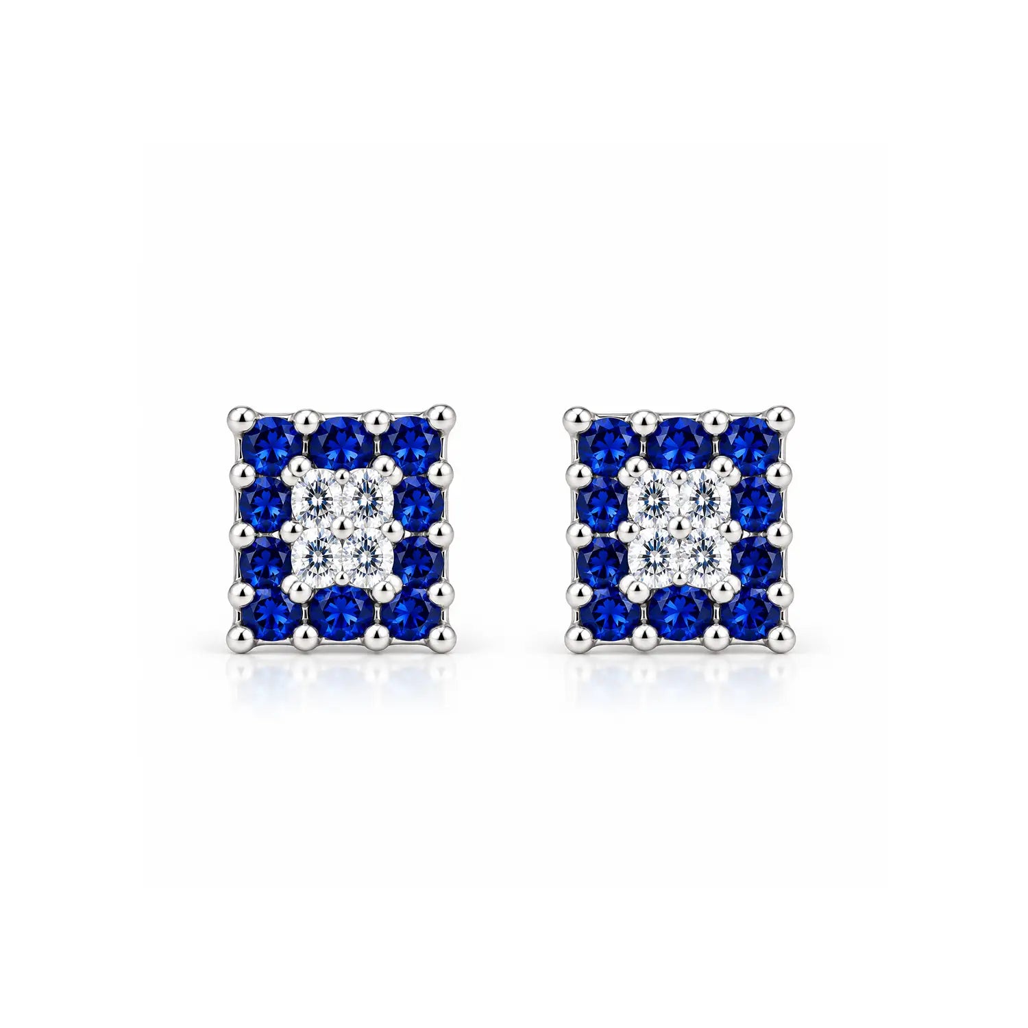 Orange & White Square Gemstone Silver Stud Earrings - Made With Pure 925 Silver