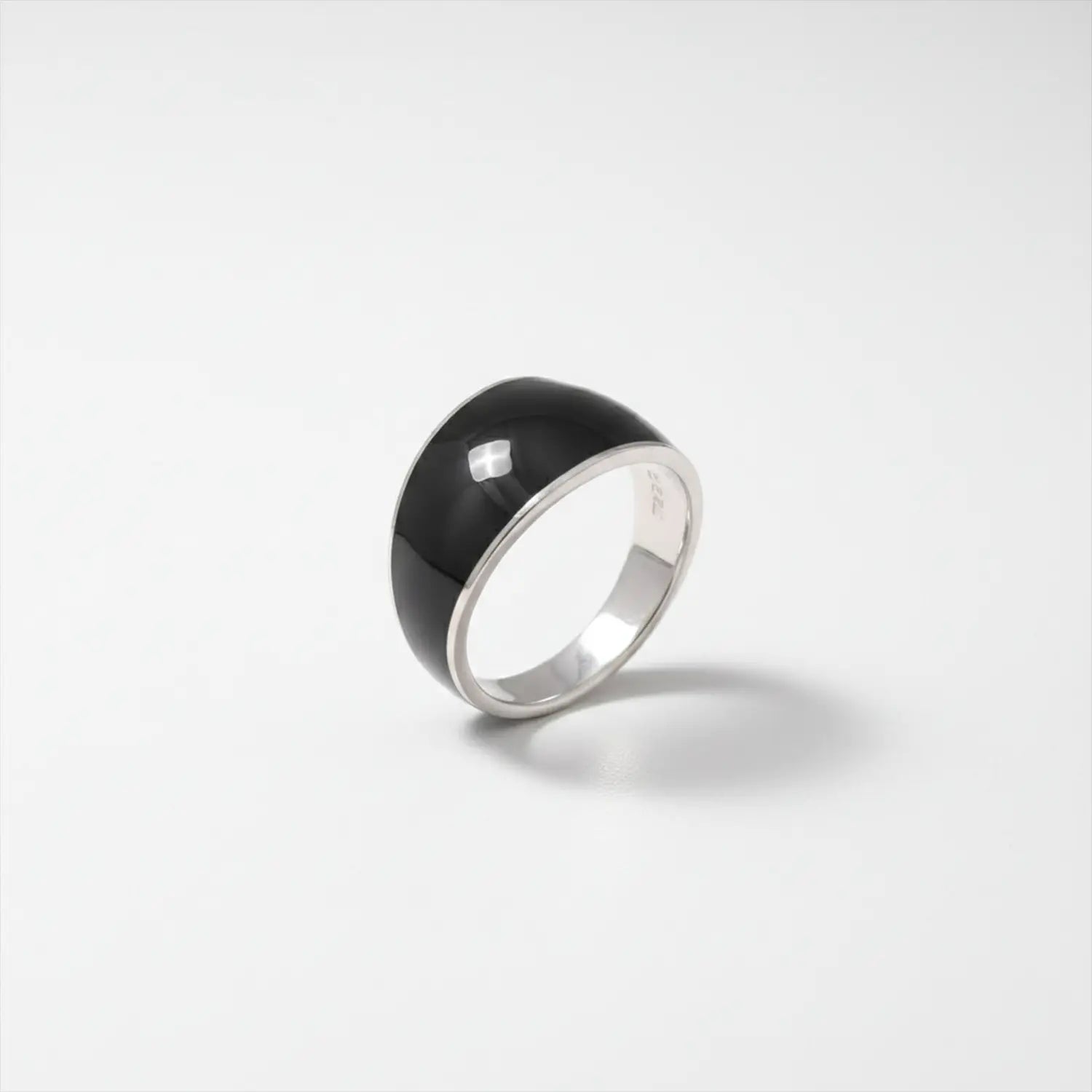 Onyx Shine Silver Band Ring - Made With Pure 925 Silver