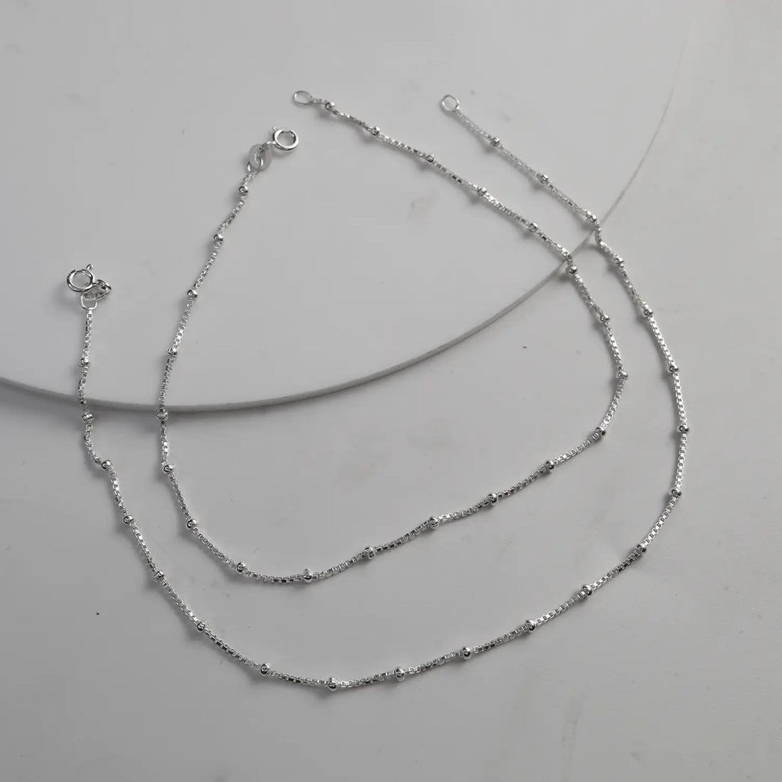 Elegant Beaded Pure Silver Anklet - Made With Pure 925 Silver