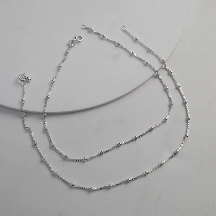 Elegant Beaded Pure Silver Anklet - Made With Pure 925 Silver