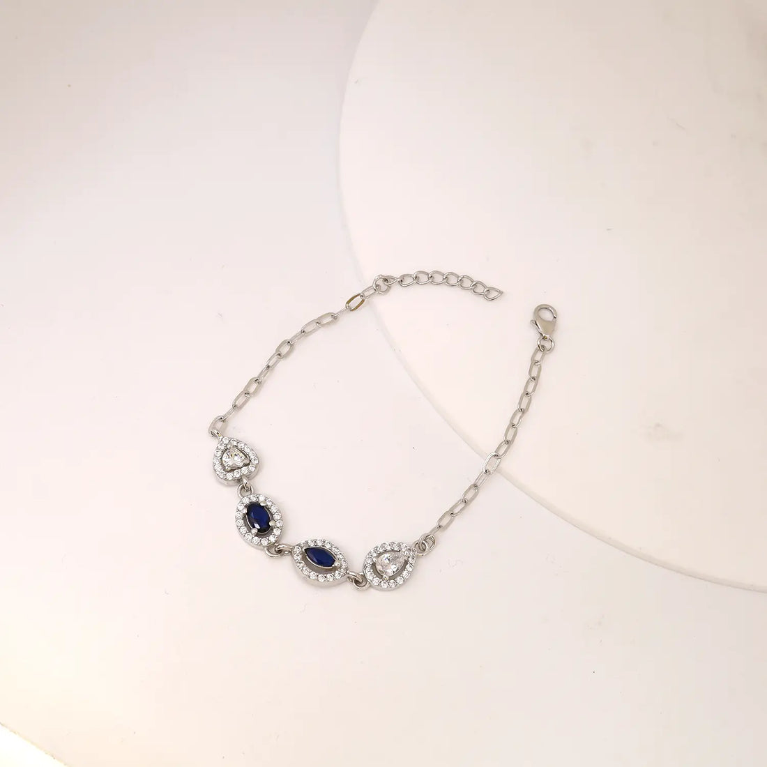 Elegant Blue Stone CZ Pure Silver Bracelet - Made With Pure 925 Silver