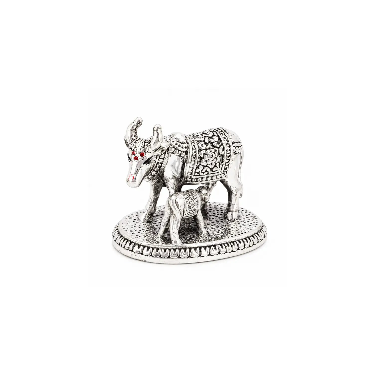 Kamdhenu Cow & Calf Silver Idol - Made With Pure 925 Silver