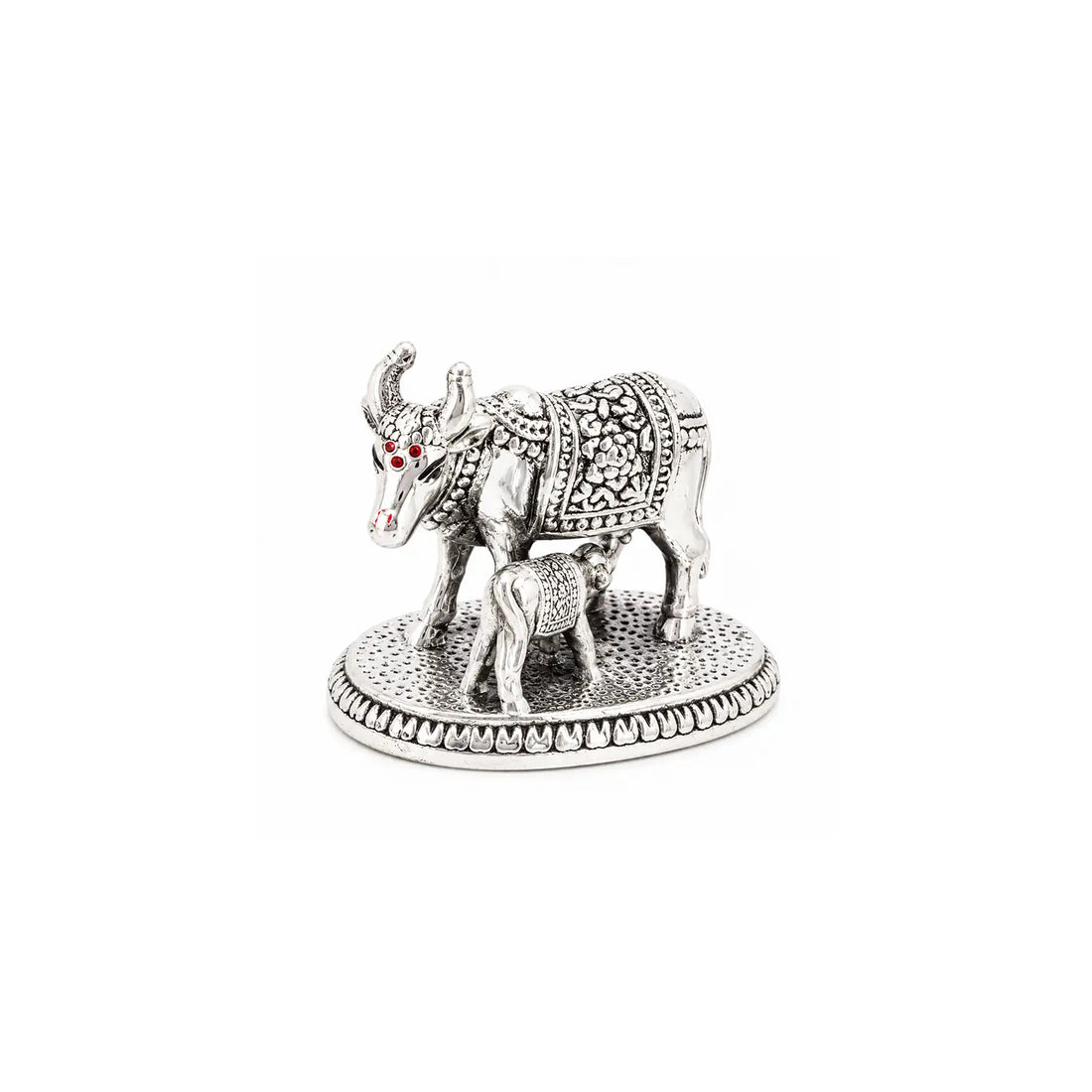 Kamdhenu Cow & Calf Silver Idol - Made With Pure 925 Silver