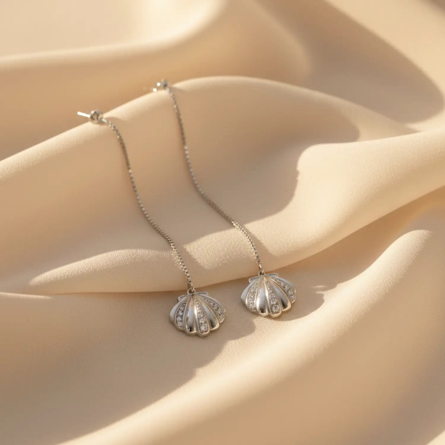 Elegant Shell Drop Pure Silver Earrings - Made With Pure 925 Silver