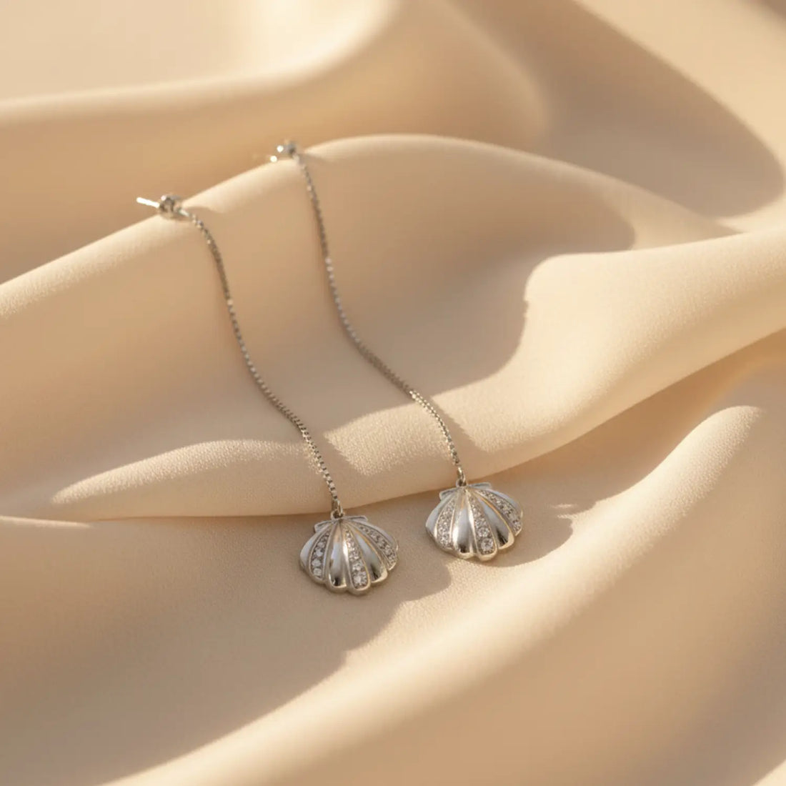 Elegant Shell Drop Pure Silver Earrings - Made With Pure 925 Silver