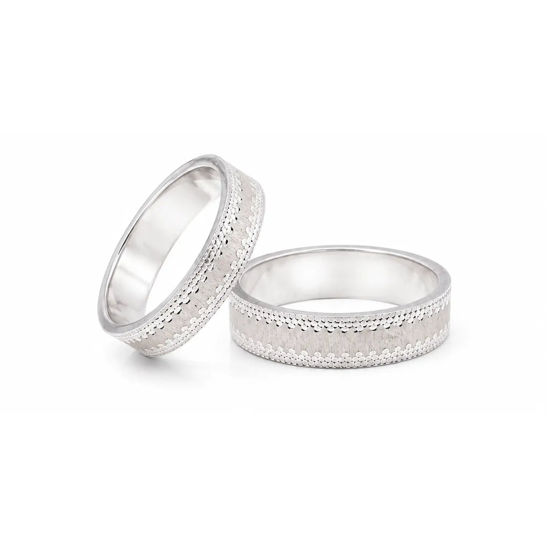 Elegant Textured Couple Band Rings - Made With Pure 925 Silver