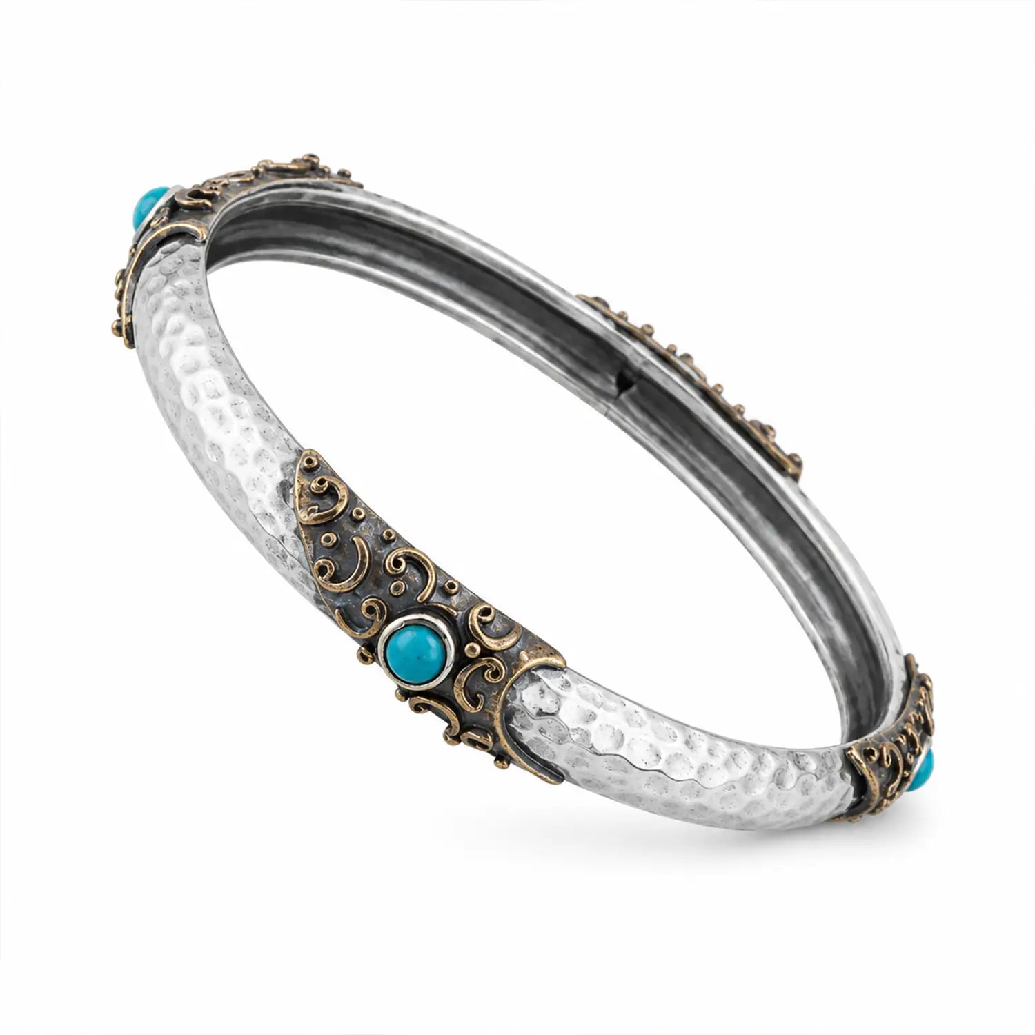 Vintage-Inspired Hammered Silver Kada with Antique Detailing - Made With Pure 925 Silver