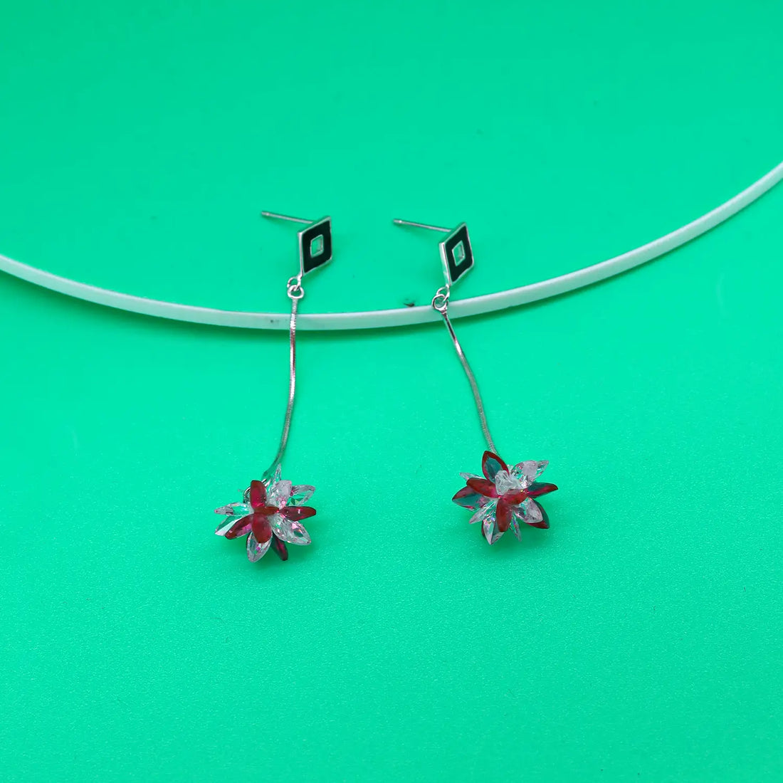 Pink Floral Drop Earrings - Made With Pure 925 Silver