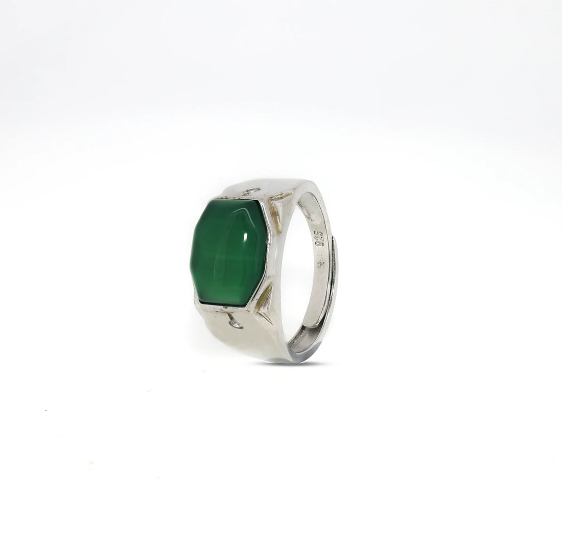 Pure Silver Green Onyx Ring-Made With Pure 925 Silver