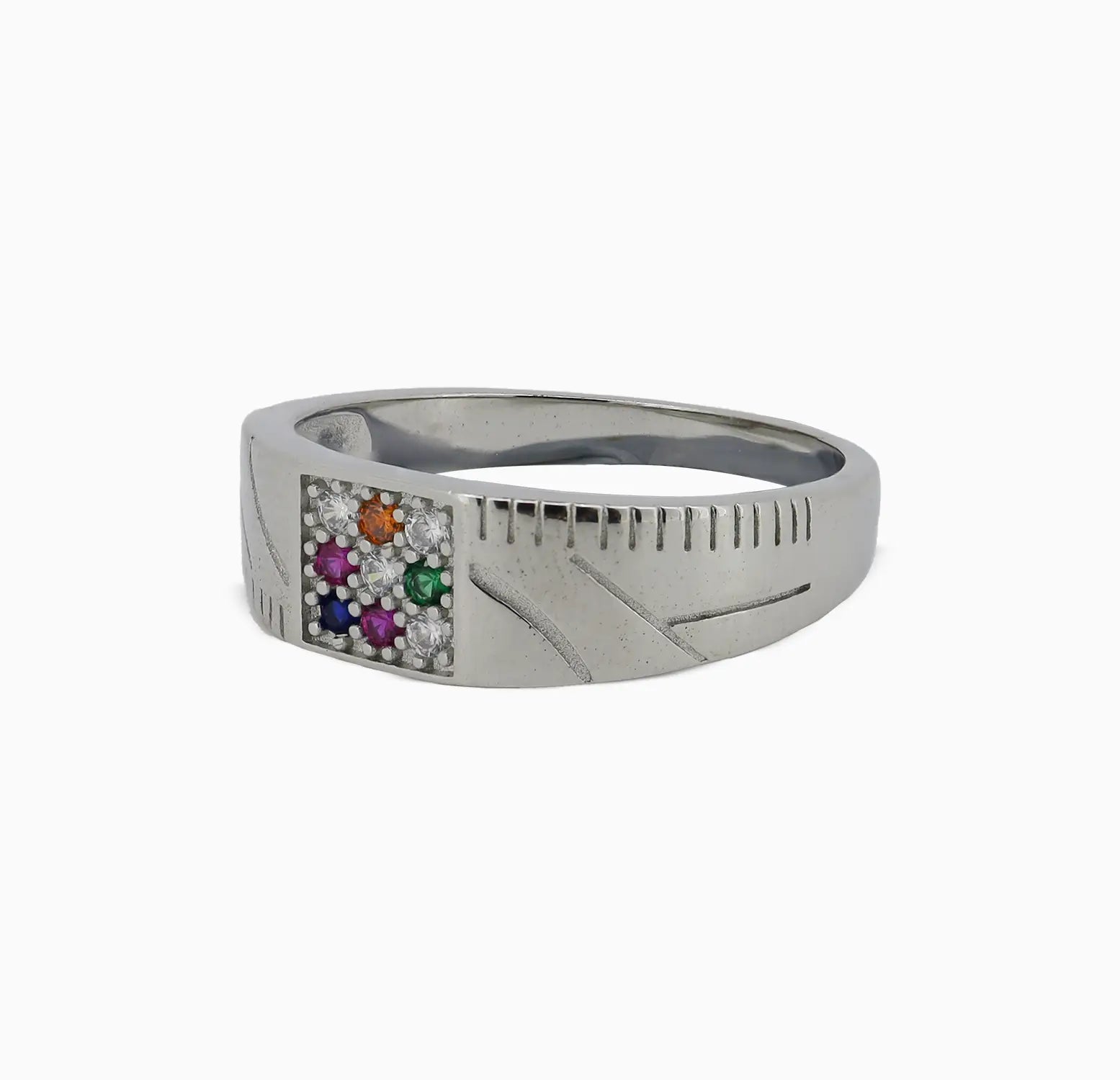 Multi-Stone Navratna Silver Ring - Made With Pure 925 Silver