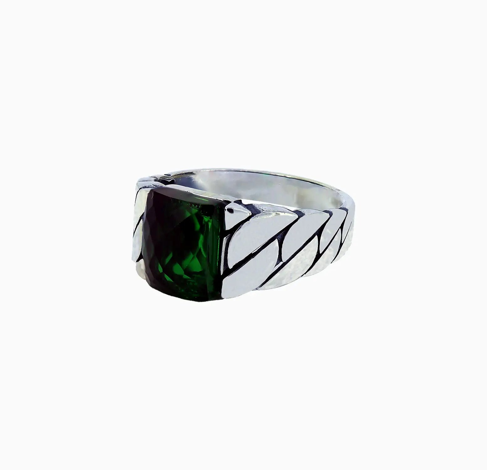 Green Gemstone Silver Ring - Made With Pure 925 Silver