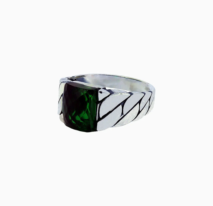 Green Gemstone Silver Ring - Made With Pure 925 Silver