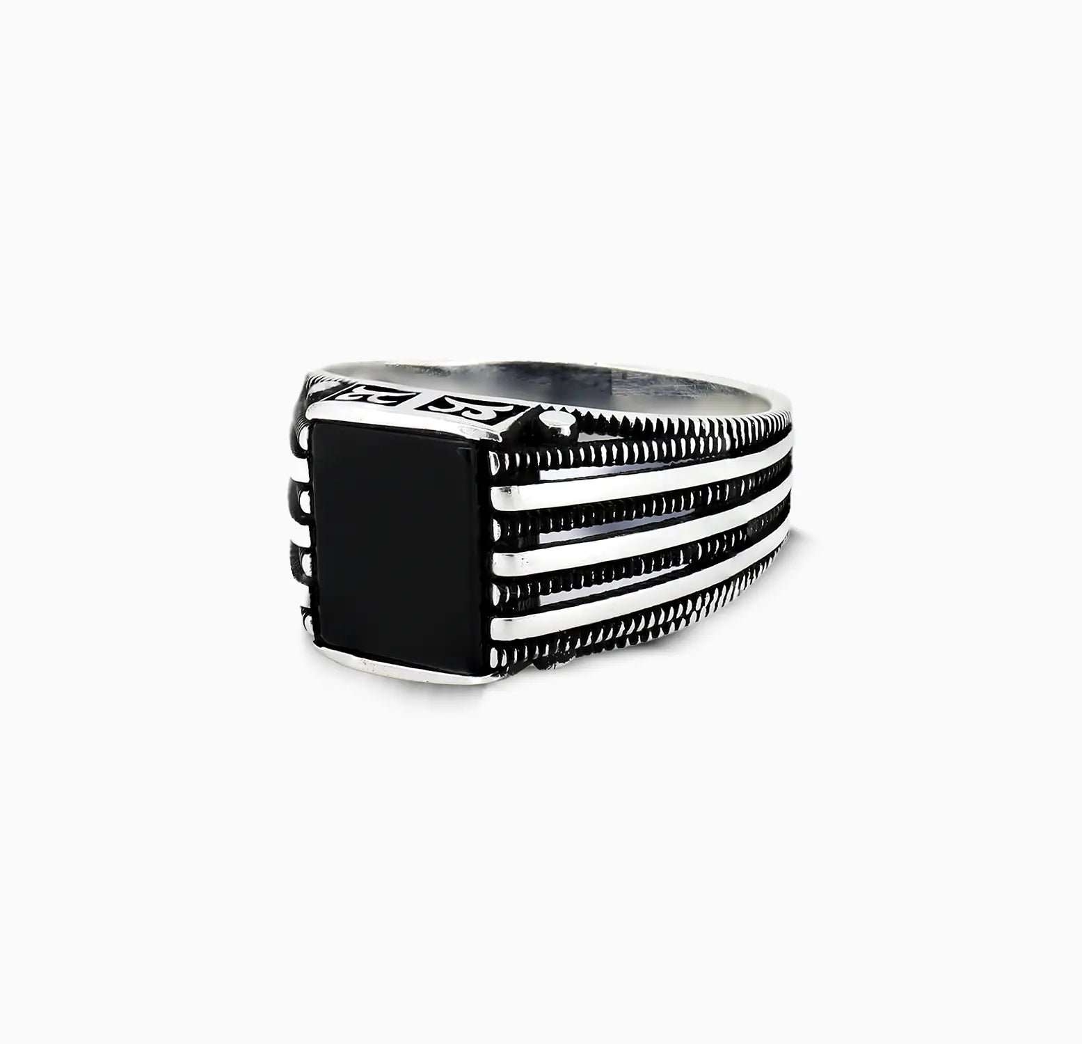 Black Onyx Warrior Band Ring - Made With Pure 925 Silver