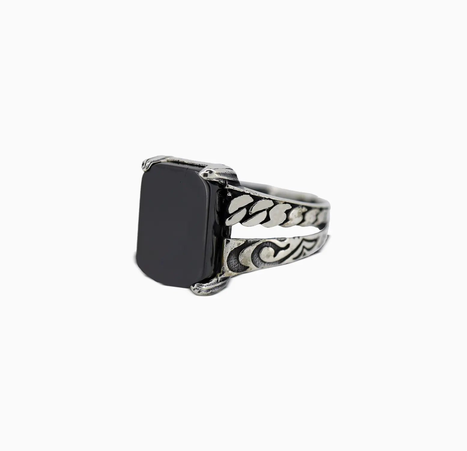 Black Gemstone Silver Ring -Made With Pure 925 Silver