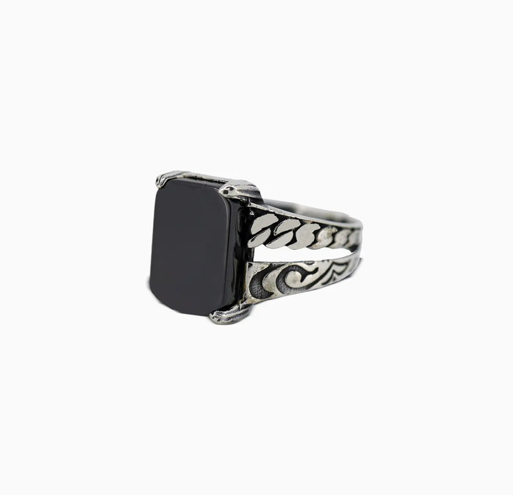 Black Gemstone Silver Ring -Made With Pure 925 Silver