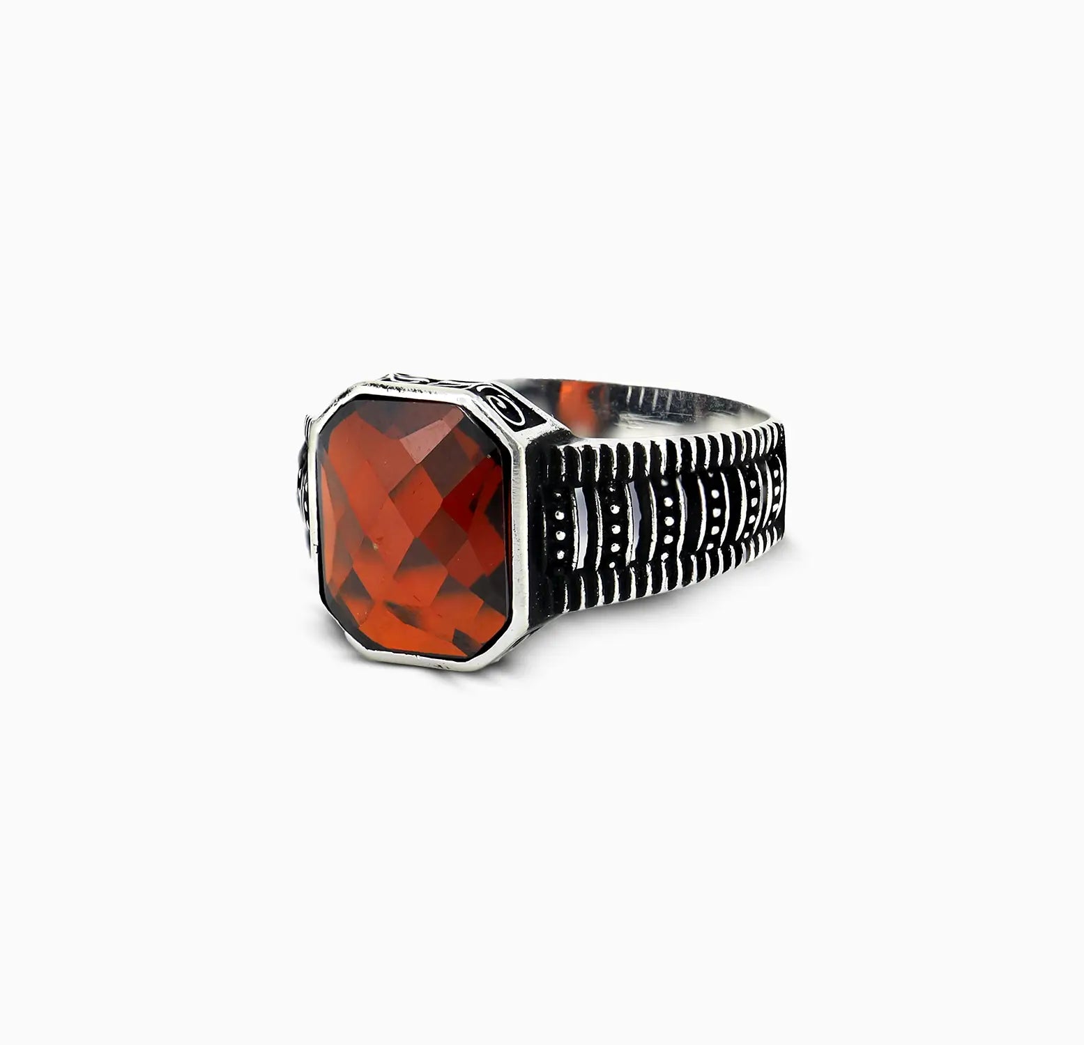 Pure Silver Red Garnet Ring - Made With Pure  925 Silver