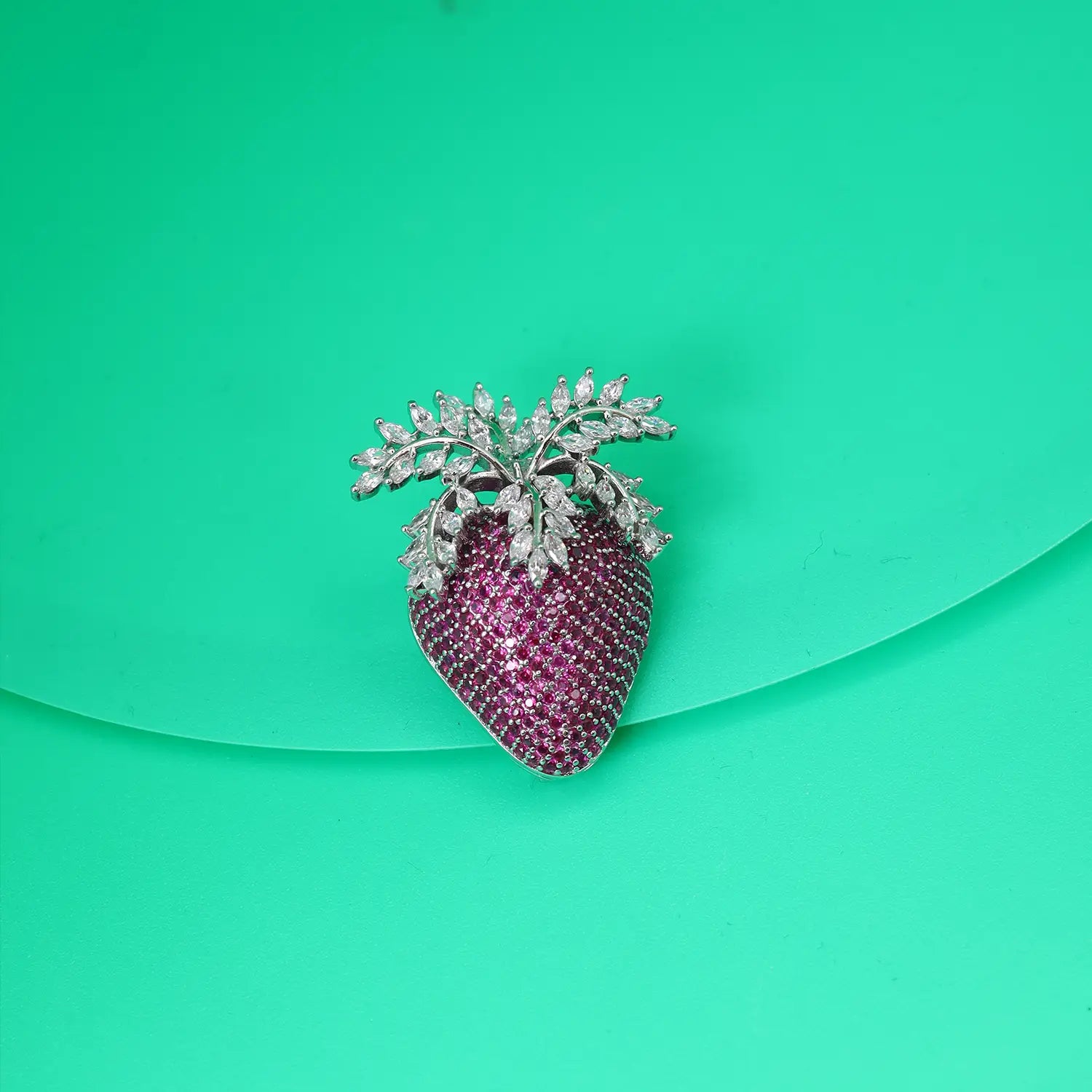 Emerald Leaf Crystal Silver Brooch - Made With Pure 925 Silver