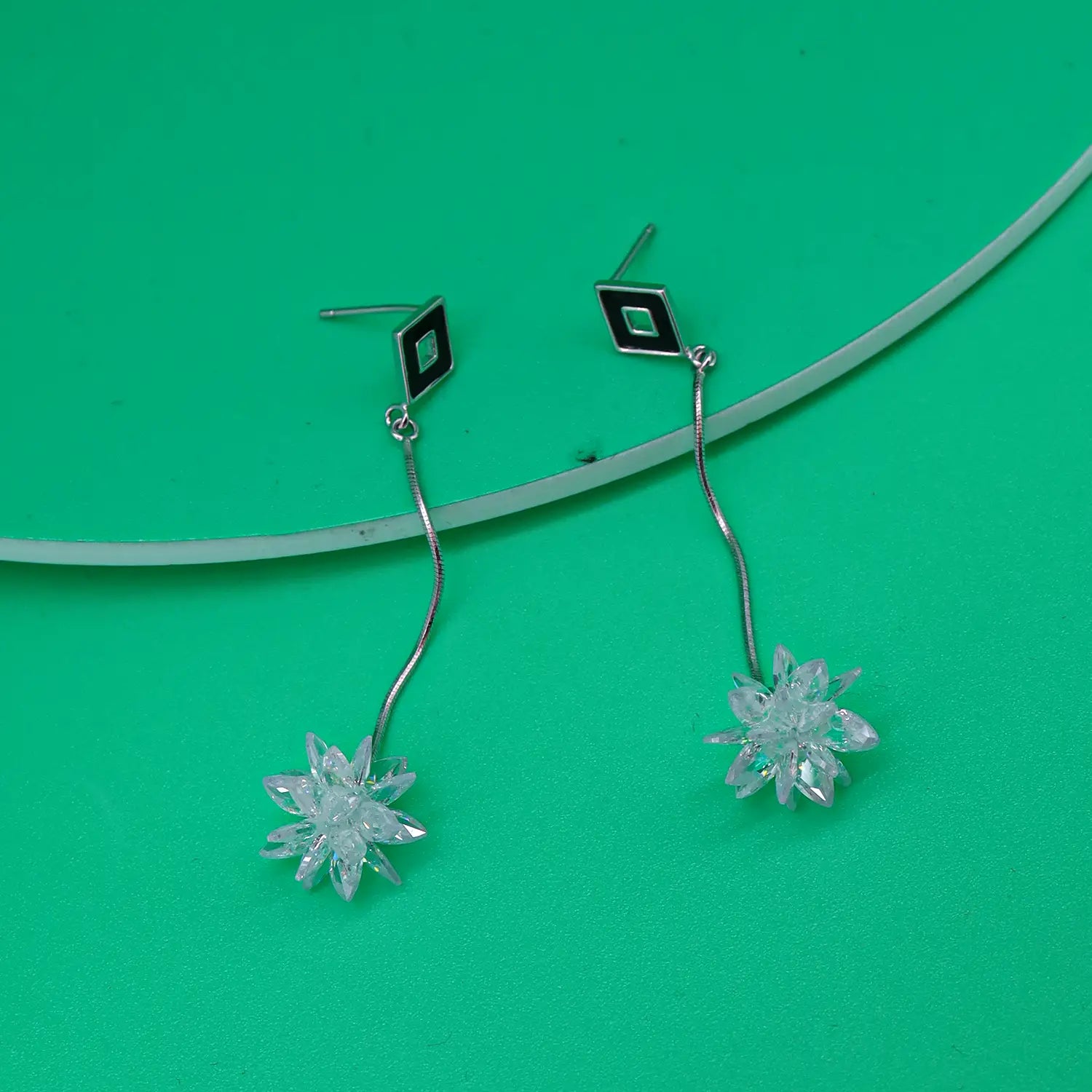 Pink Floral Drop Earrings - Made With Pure 925 Silver