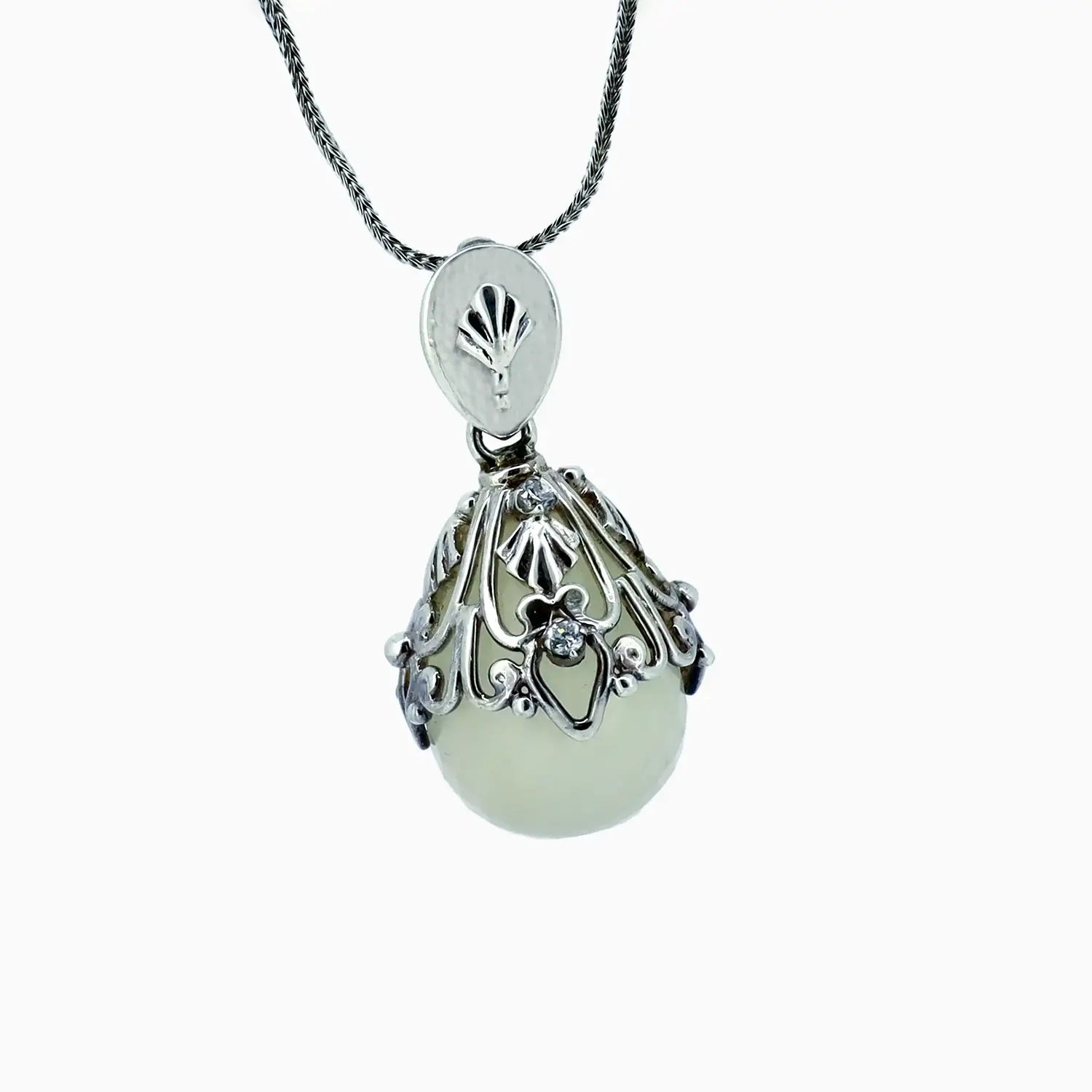 Elegant Black Stone Silver Necklace- Made With Pure 925 Silver