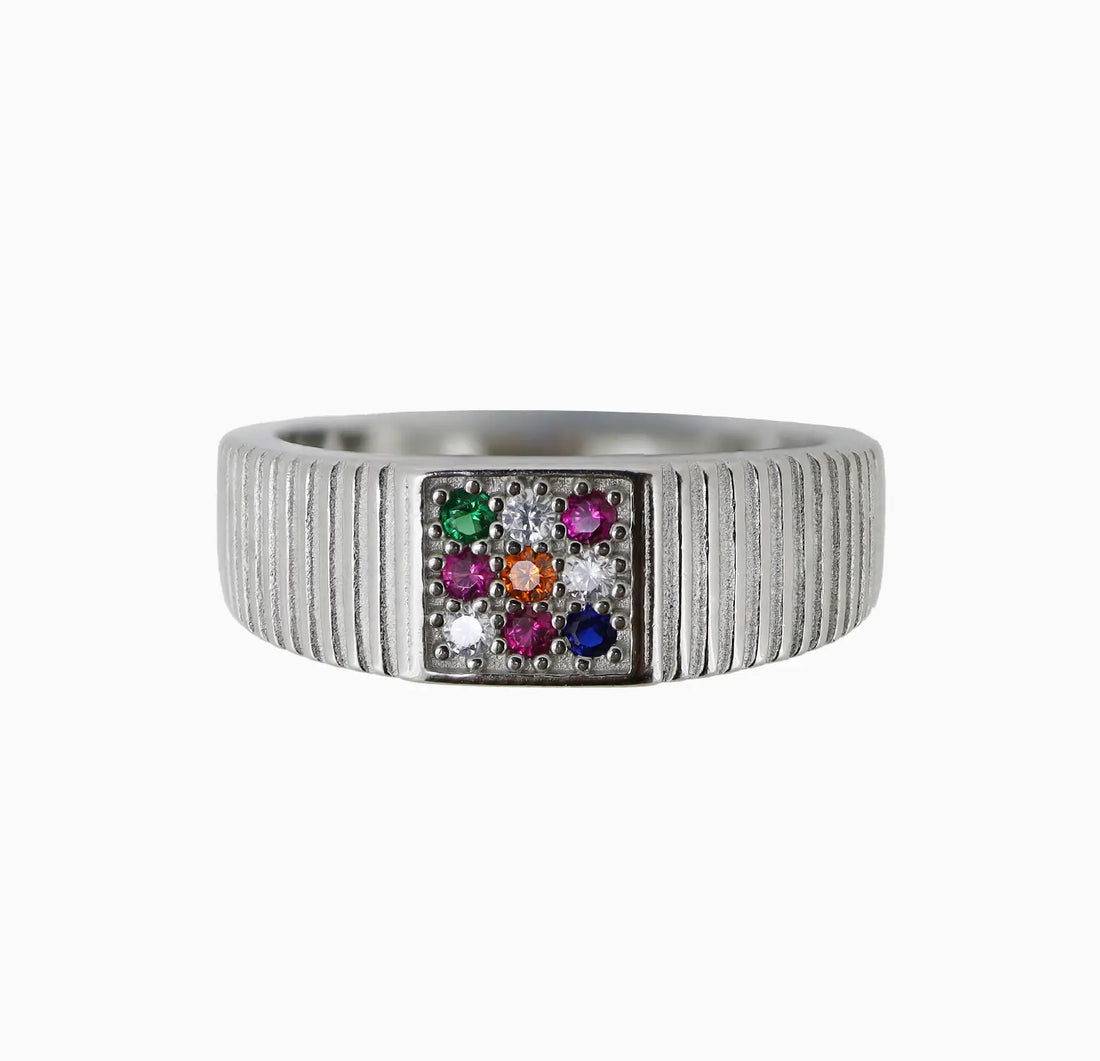 Nine-Gem Blessing Pure Silver Ring - Made With Pure 925 Silver