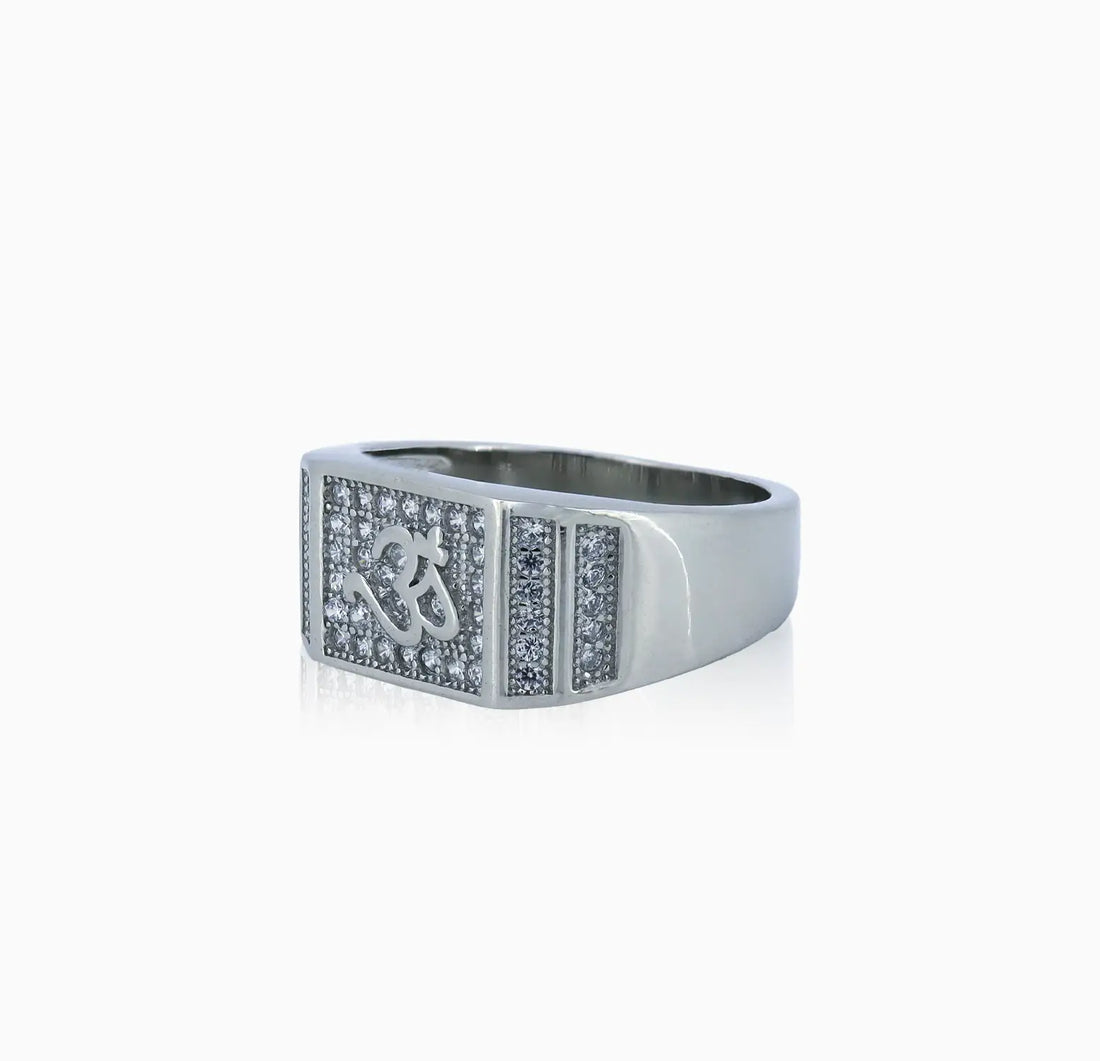 Pure Silver Om Rectangle Band Ring - Made With Pure 925 Silver