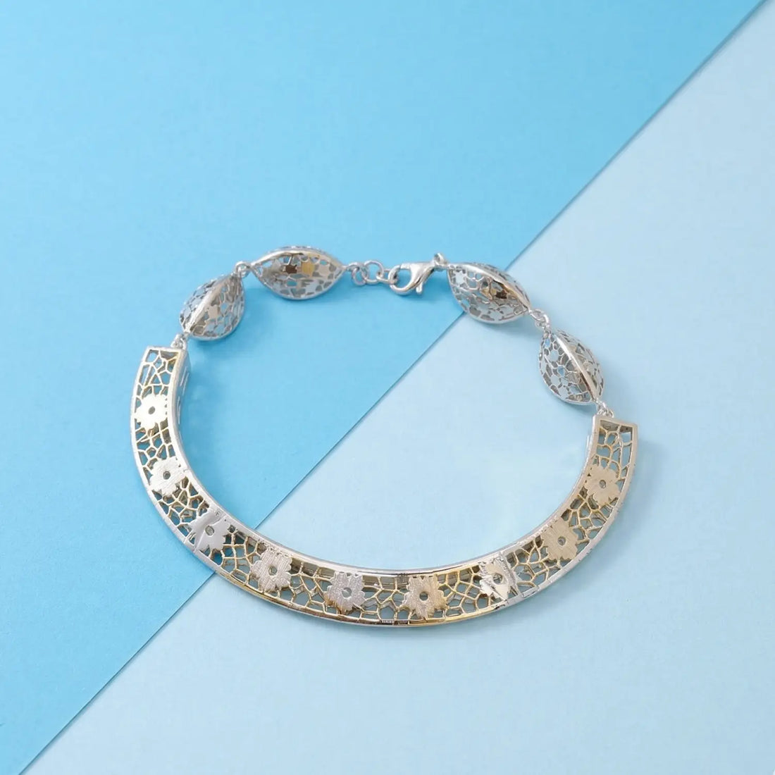 Royal Gold Finish Cutwork Pure Silver Bracelet- Made With Pure 925 Silver
