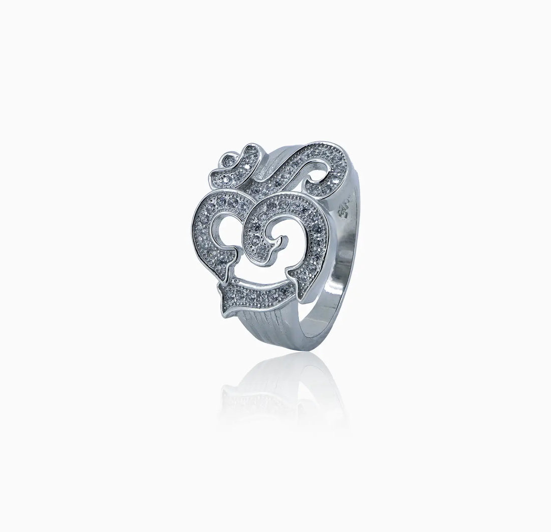 Pure Silver Om Symbol Ring - Made With Pure 925 Silver