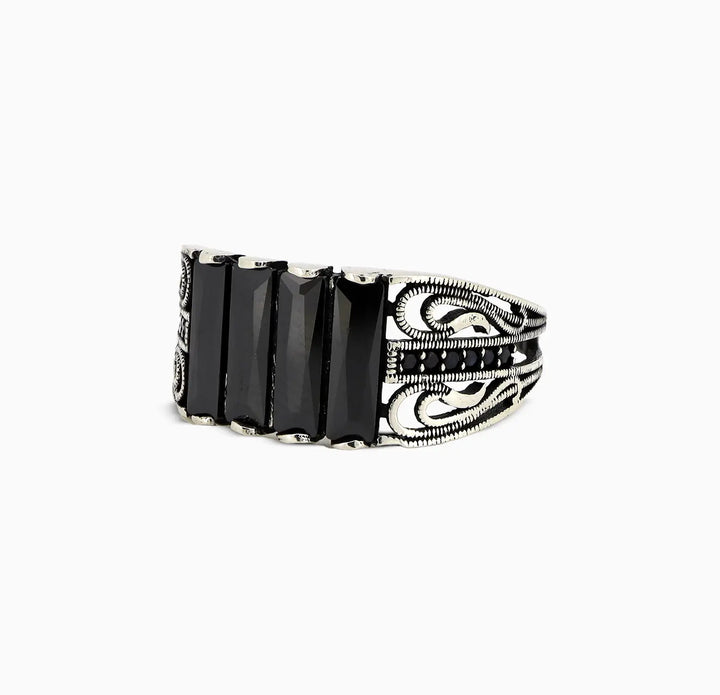 Vintage Black Onyx Silver Ring - Made With Pure 925 Silver