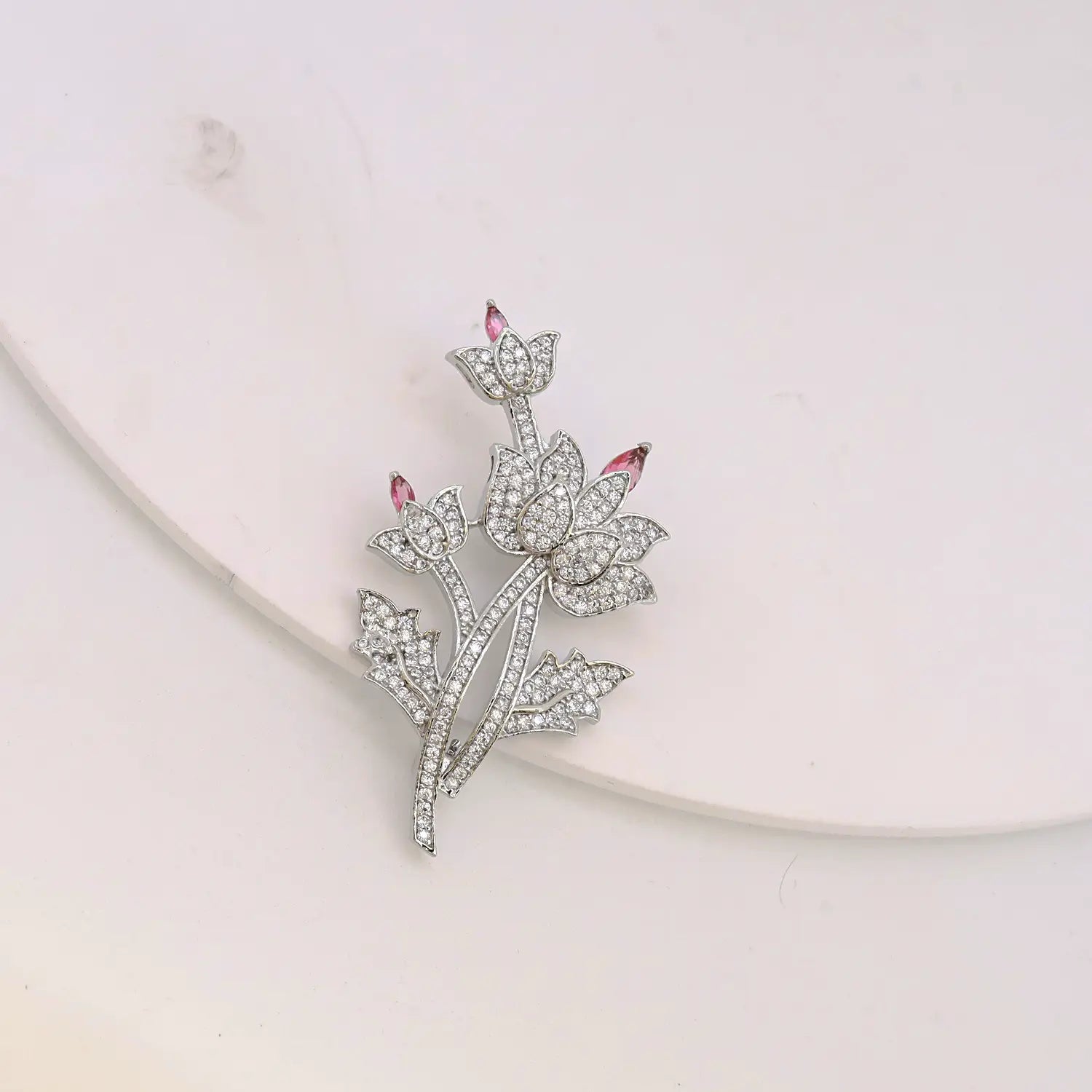 Elegant Lotus Bloom Silver Brooch - Made With Pure 925 Silver
