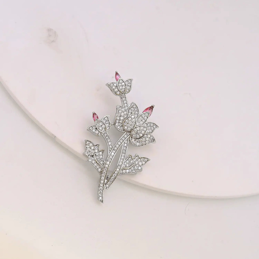 Elegant Lotus Bloom Silver Brooch - Made With Pure 925 Silver
