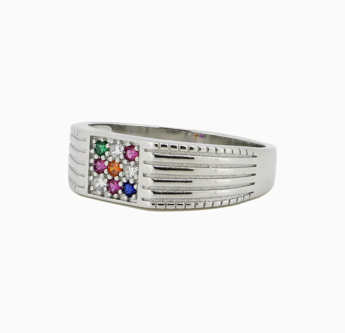 Navratna Pure Silver Ring - Made With Pure 925 Silver