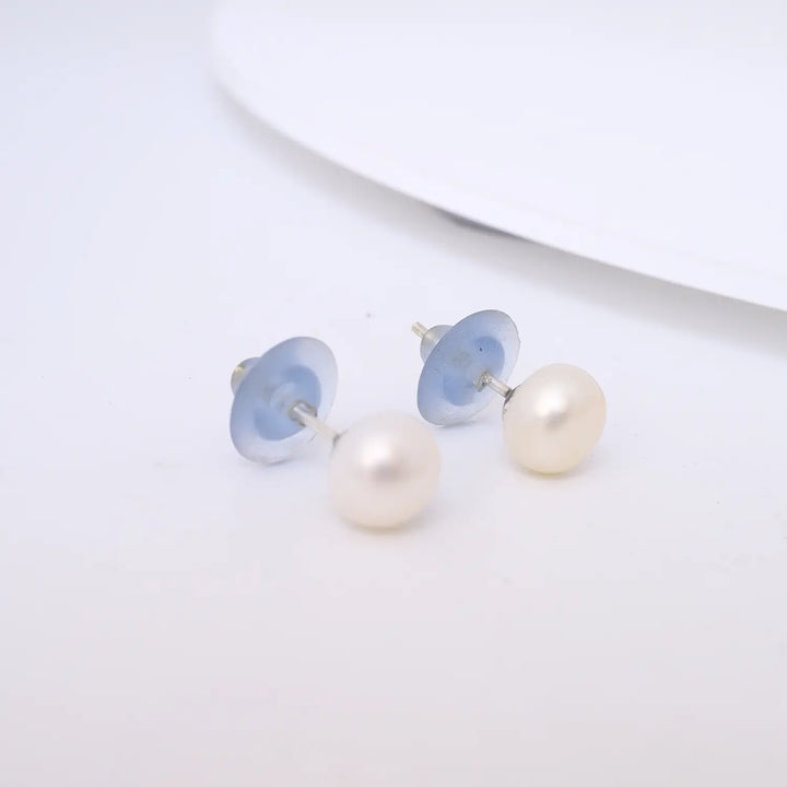Midnight Pearl Sterling Silver Stud Earrings - Made With Pure 925 Silver